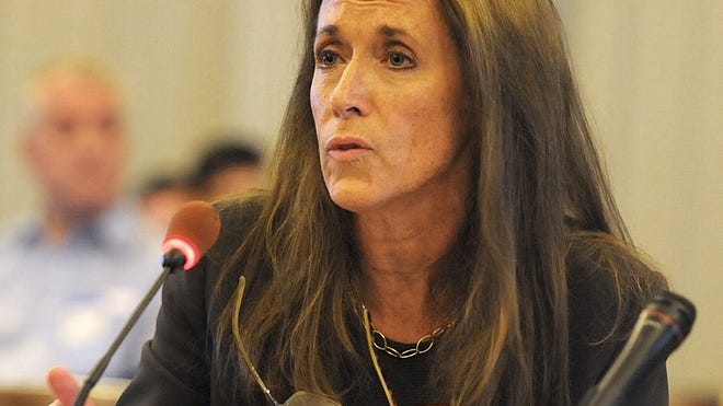 Regina Egea testifying before the legislative committee in July 2014.